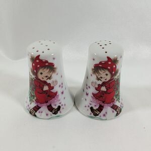 Vintage Lefton Christmas Christy Salt Pepper Shakers #441 Japan MCM